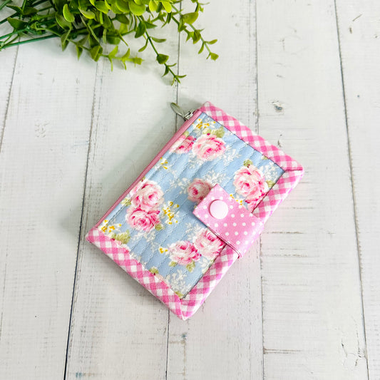 Blue Pink Floral Card Wallet