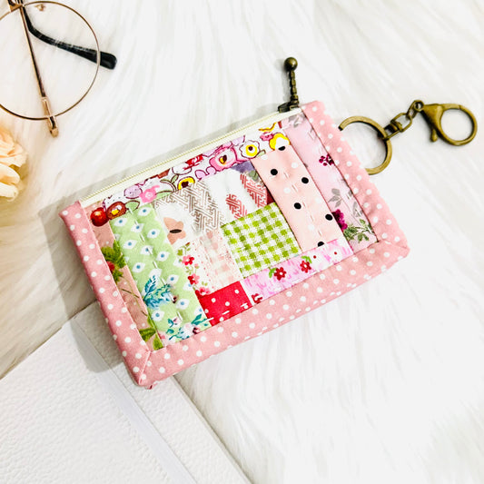 Patchwork Wallet - Pink Polkadots