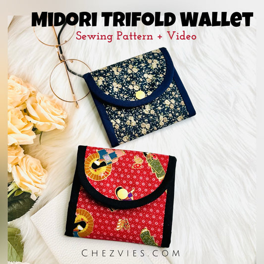 Midori Small Trifold Card Holder Wallet Sewing Pattern (+ Video)