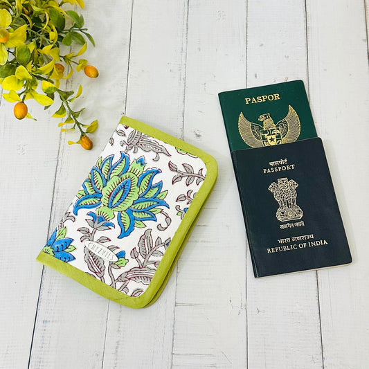 Block Print Floral Small Passport Wallet